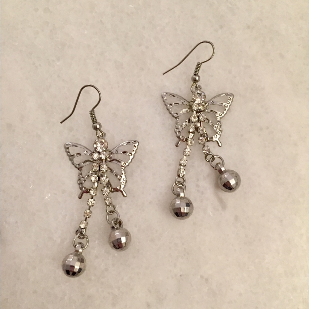 Silver butterfly earrings
